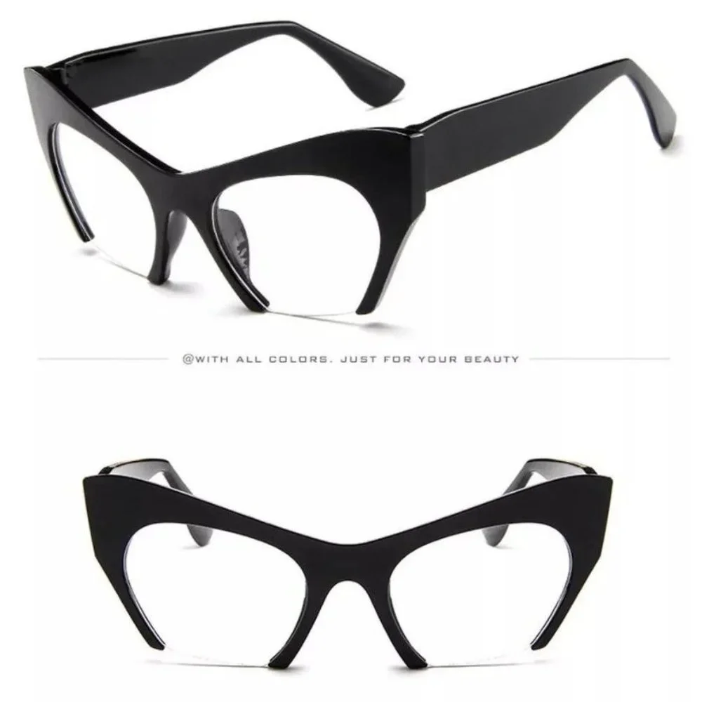 Fashion Retro Half frame Cat eye Women Glasses Frame Can Be Equipped - Picture 3 of 6